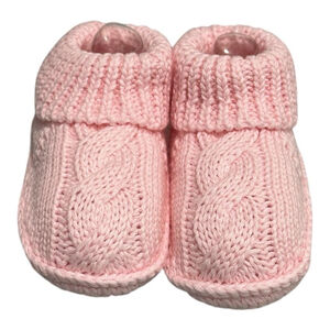 Joe Fresh Slipper Booties Girls Size 6-12M Pink Cable Knit Soft Sole Baby Cozy